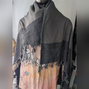 Nicholas K • Fringe Gauzy Terry Cotton Hi Lo Wrap 41 x 43